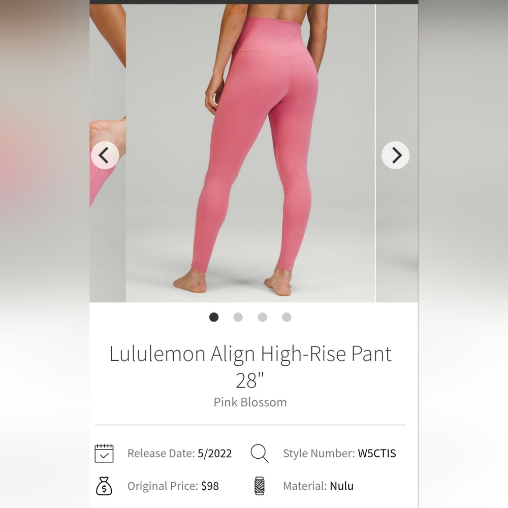 Lululemon Align High Rise 28" Size 4 Double Lined